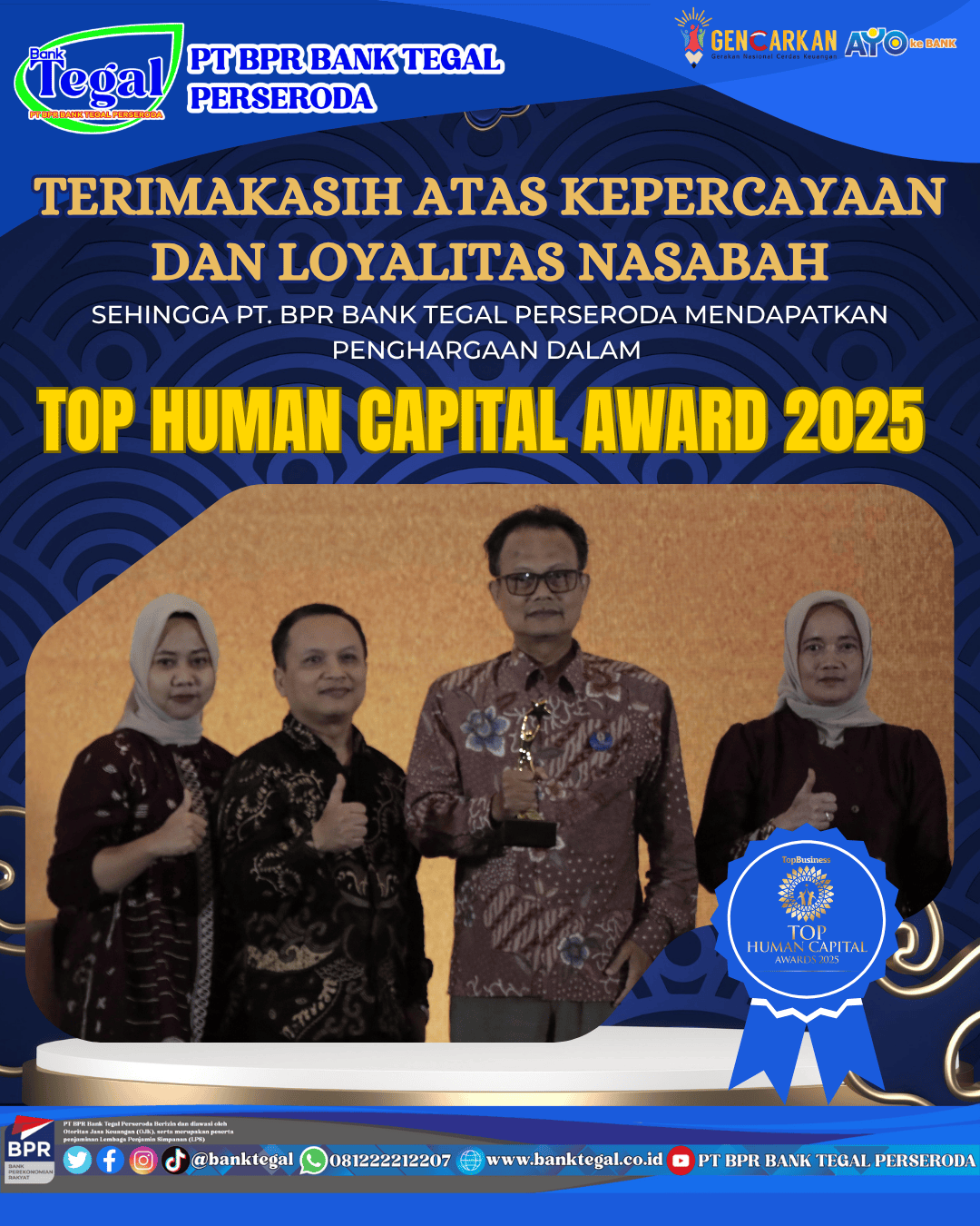 PT BANK TEGAL RAIH PENGHARGAAN DALAM TOP HUMAN CAPITAL 2025